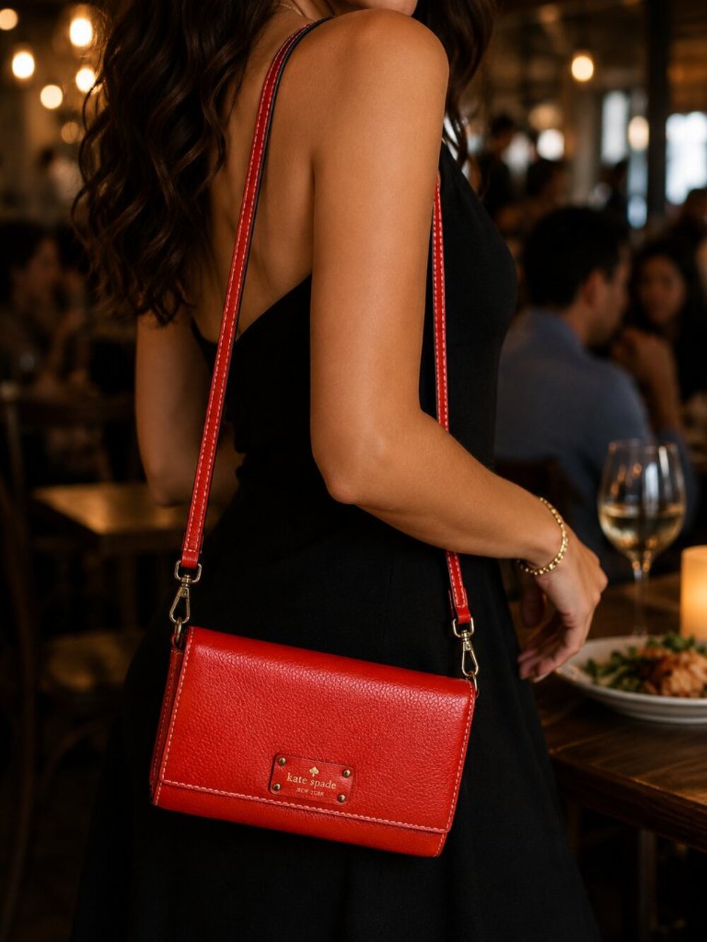 Kate Spade Red Pebbled Leather Crossbody Clutch - Like New! NWOT